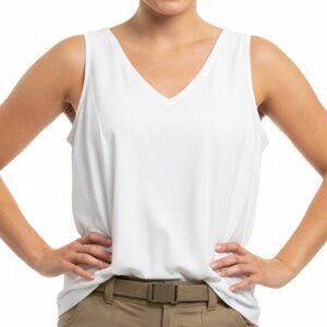 Eddie Bauer Women’s White Sleeveless V-Neck Performance Tank Top Size M